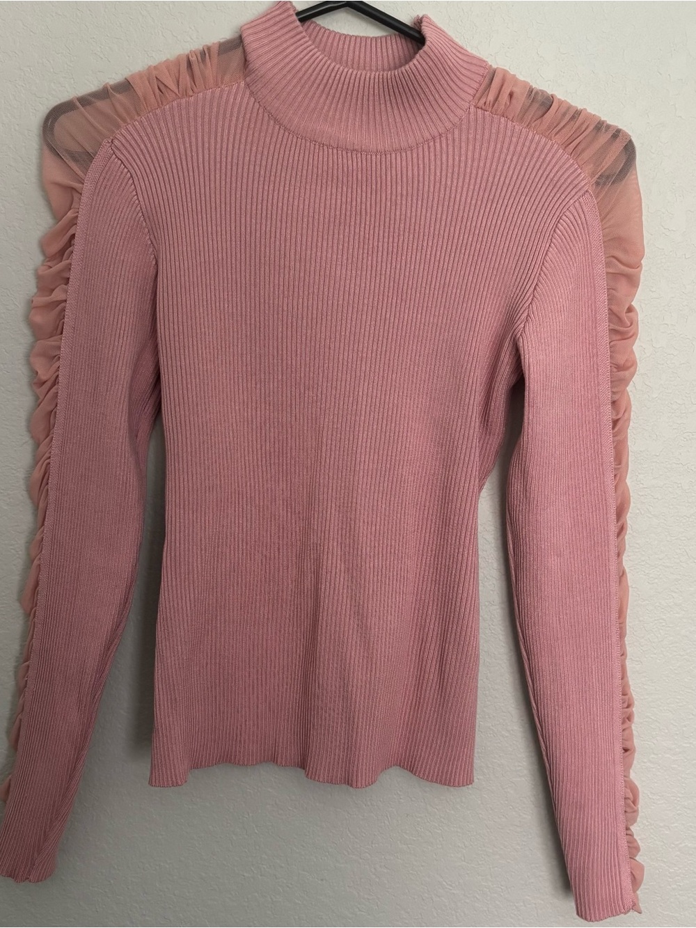 Crave Fame Pink Ribbed Long Sleeve